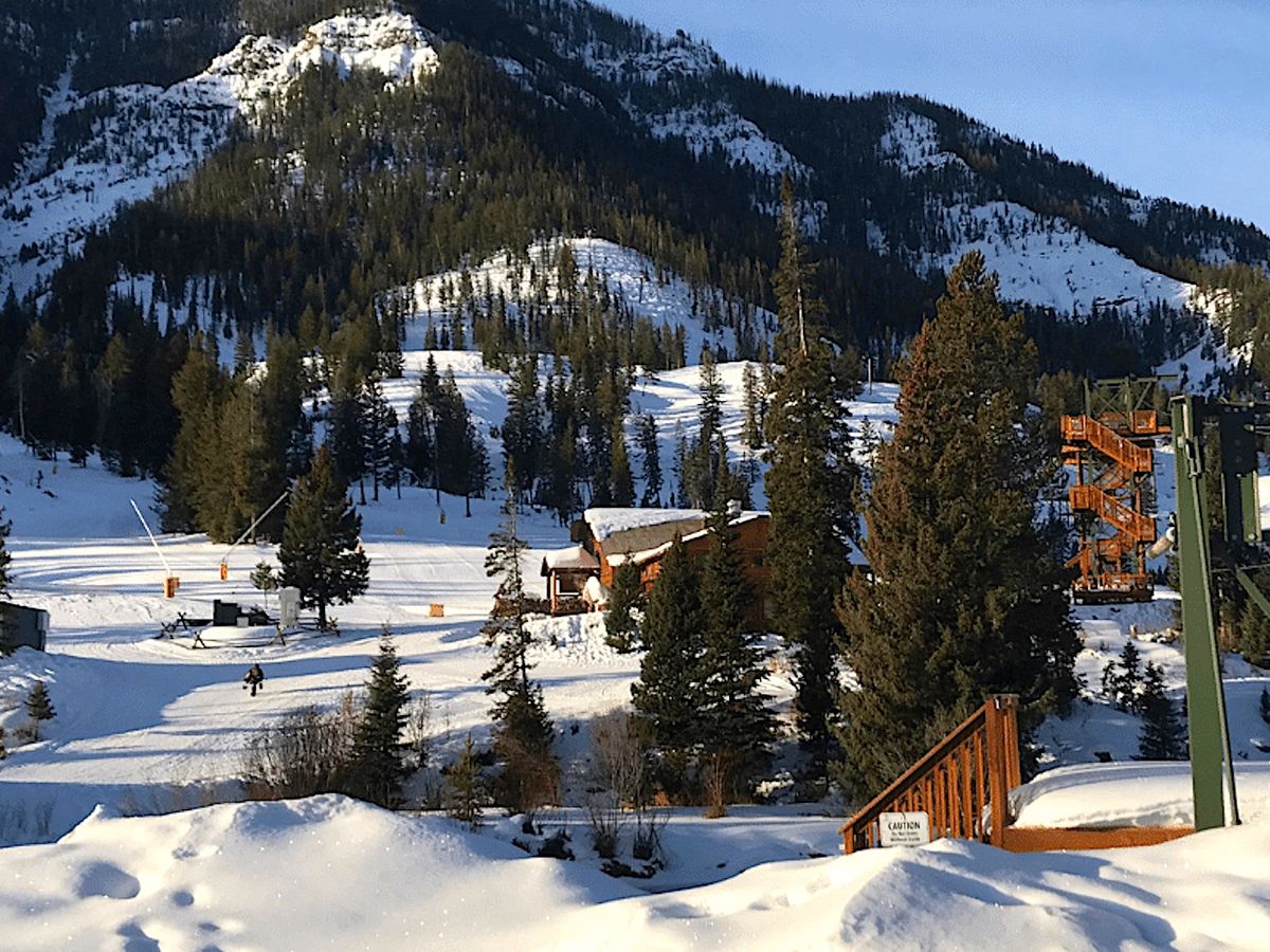 View of Ski Lifts and Mountain At Sleeping Giant Ski Area near Cody Wyoming