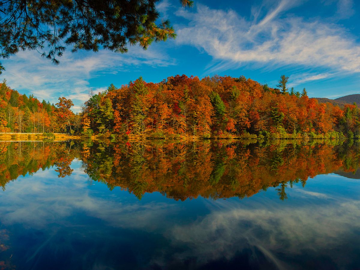 View of Lake Winfield Scott Near Suches, GA in Autumn