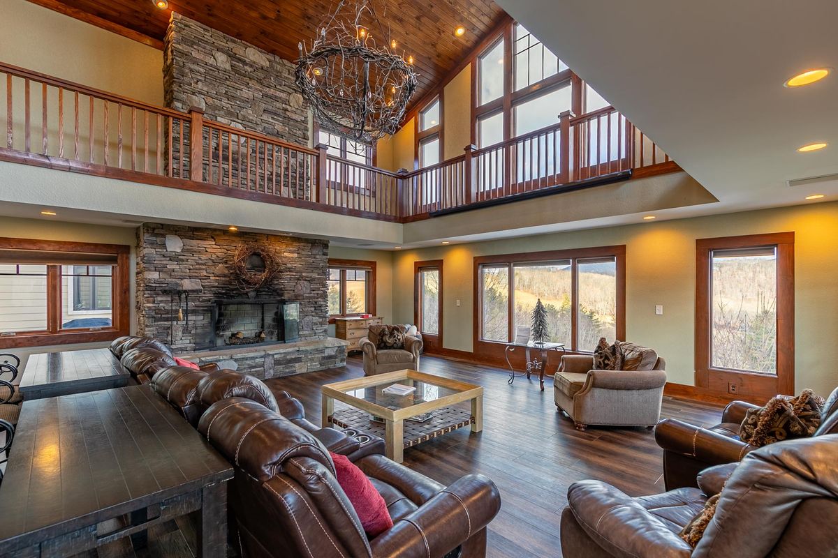 Living room with mountain views.