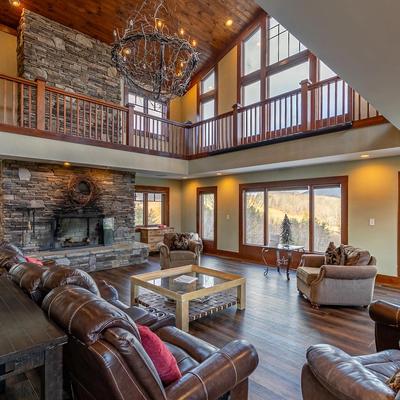 Living room with mountain views.