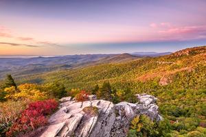 View of Blue Ridge Mountains in the Fall at Sunset