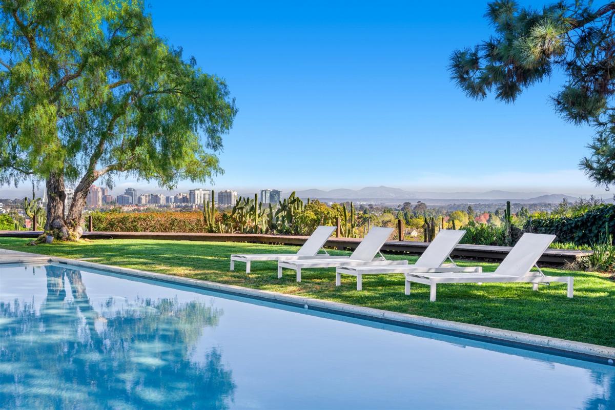 Private pool with city view.