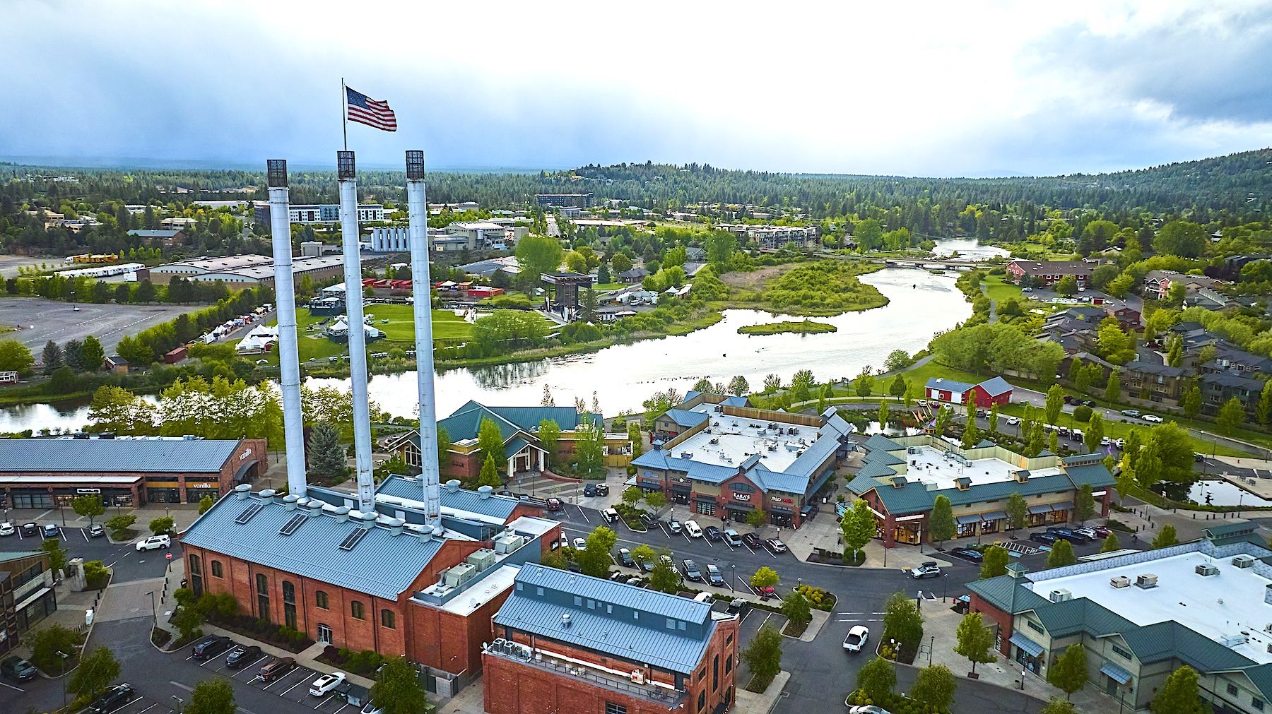 Aerial View of Bend Oregon and The Deschutes River