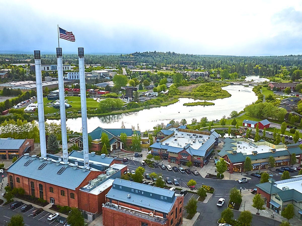 Aerial View of Bend Oregon and The Deschutes River