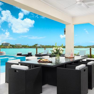 Outdoor dining space at a Turks and Caicos vacation rental.