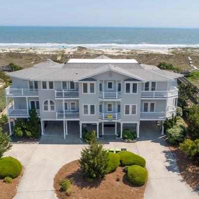 Exterior view of an oceanfront Holden Beach vacation rental.