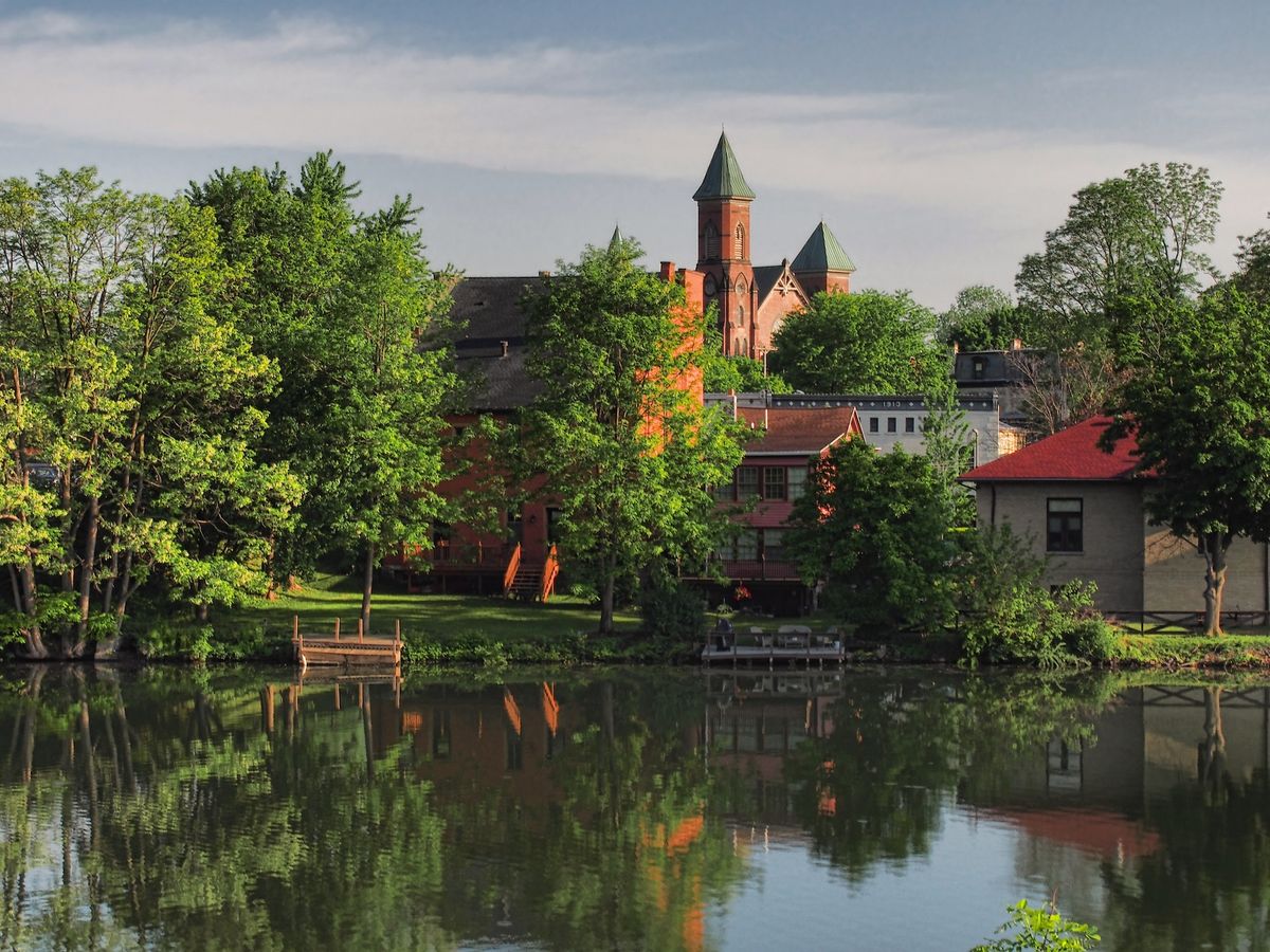 View of the First Presbyterian Church of Seneca Falls in The Finger Lakes Region