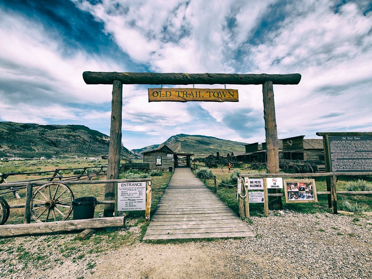 Entrance Sign For The Old Trail Town In Cody Wyoming