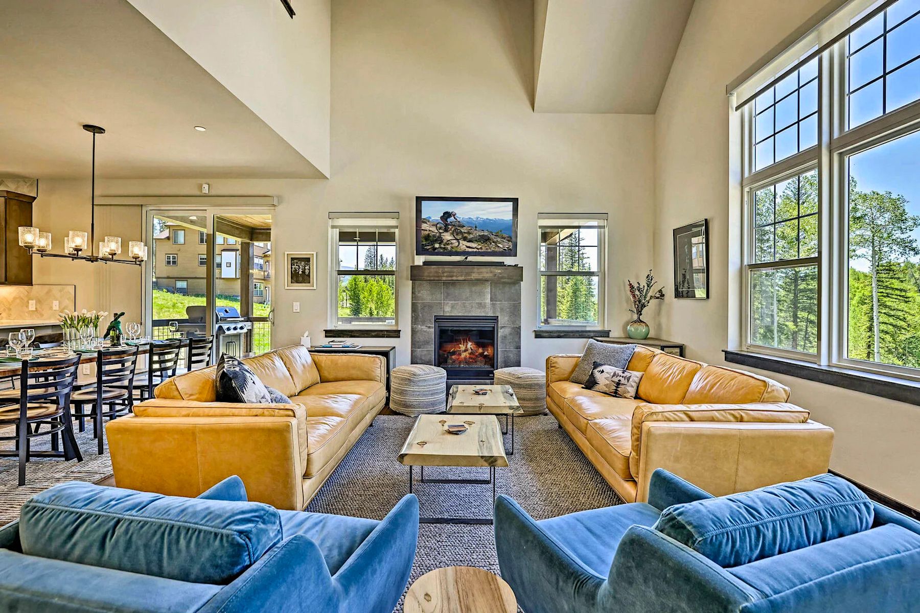Living Room with Mountain Views in Luxury Winter Park Colorado Vacation Rental