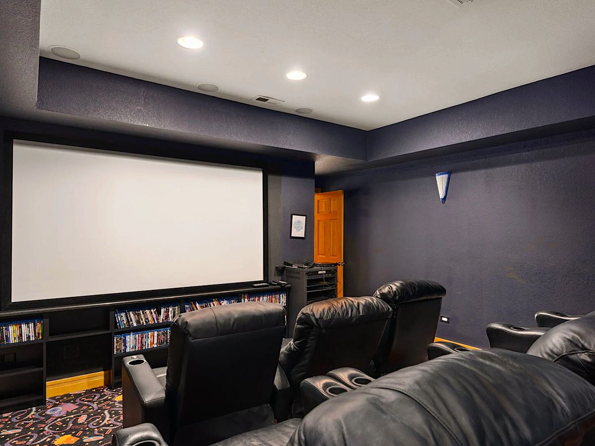 Home Theatre With Tiered Seating in Luxury Vacation Rental Outer Banks, NC