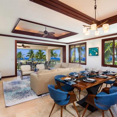 Open layout with dining and living space.