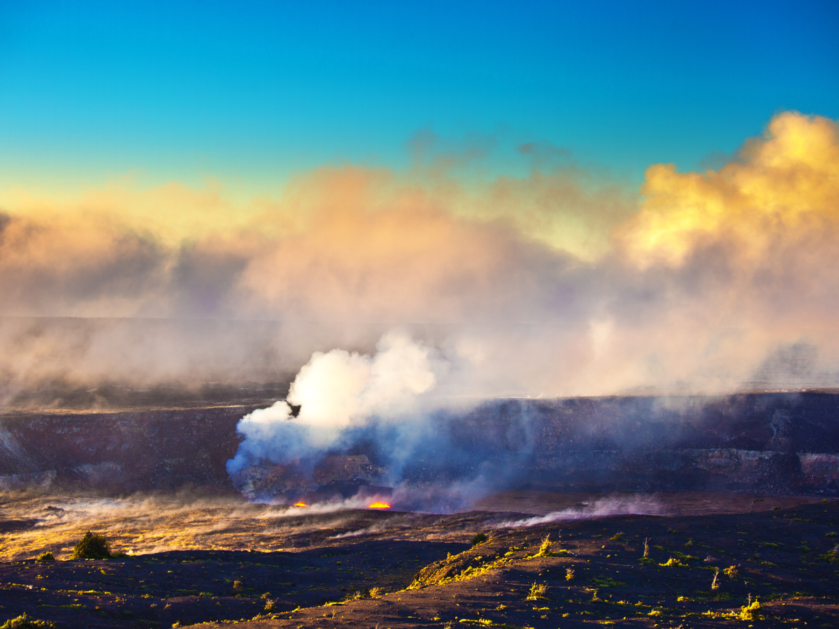 Aerial View of Volcano Smoke at Hawai'i Volcanoes National Park