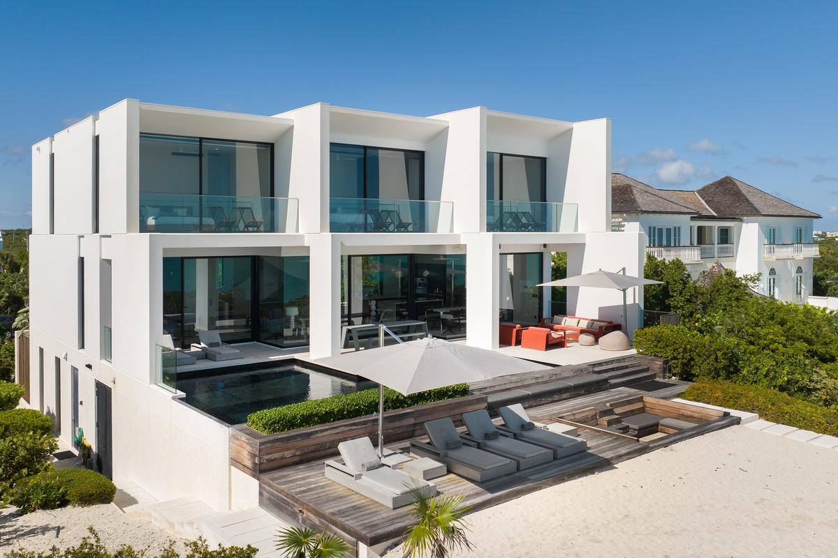 Exterior view of a Turks and Caicos vacation rental.
