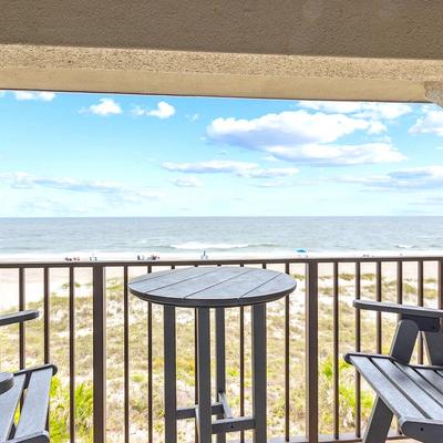 Deck With Chairs and Ocean Views At A Luxury Vacation Rental In Amelia Island, FL