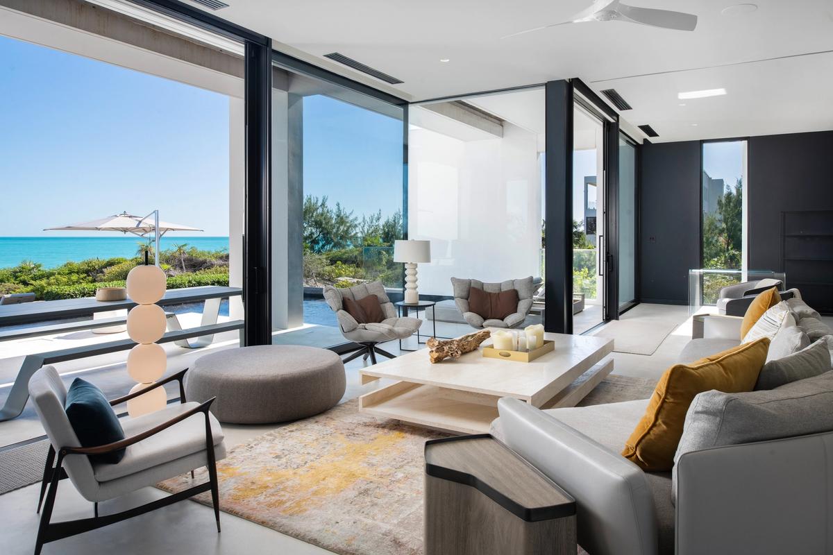 Living room with ocean views.