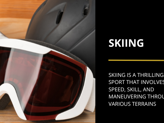 protective ski gear on a table with glasses, helmet and gloves