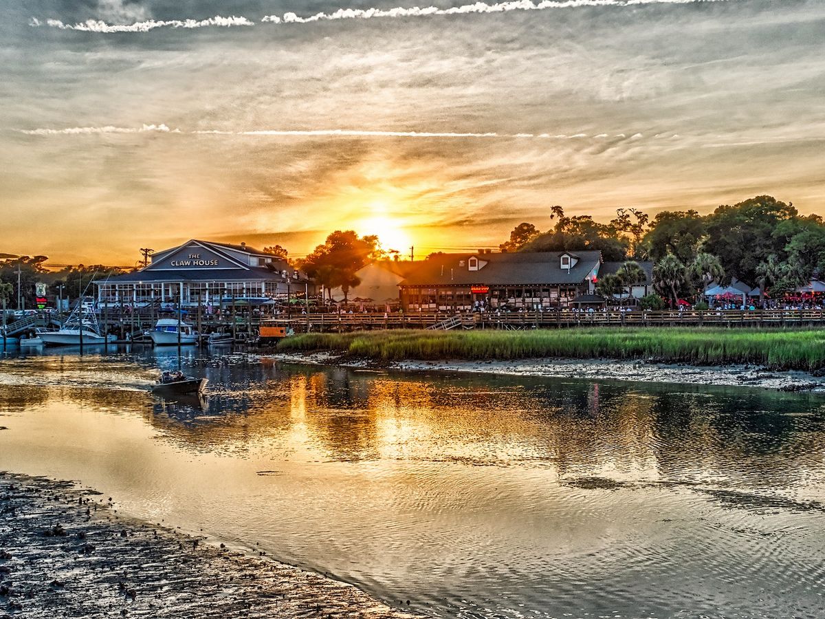 View of Murrells Inlet from the Water at Sunset