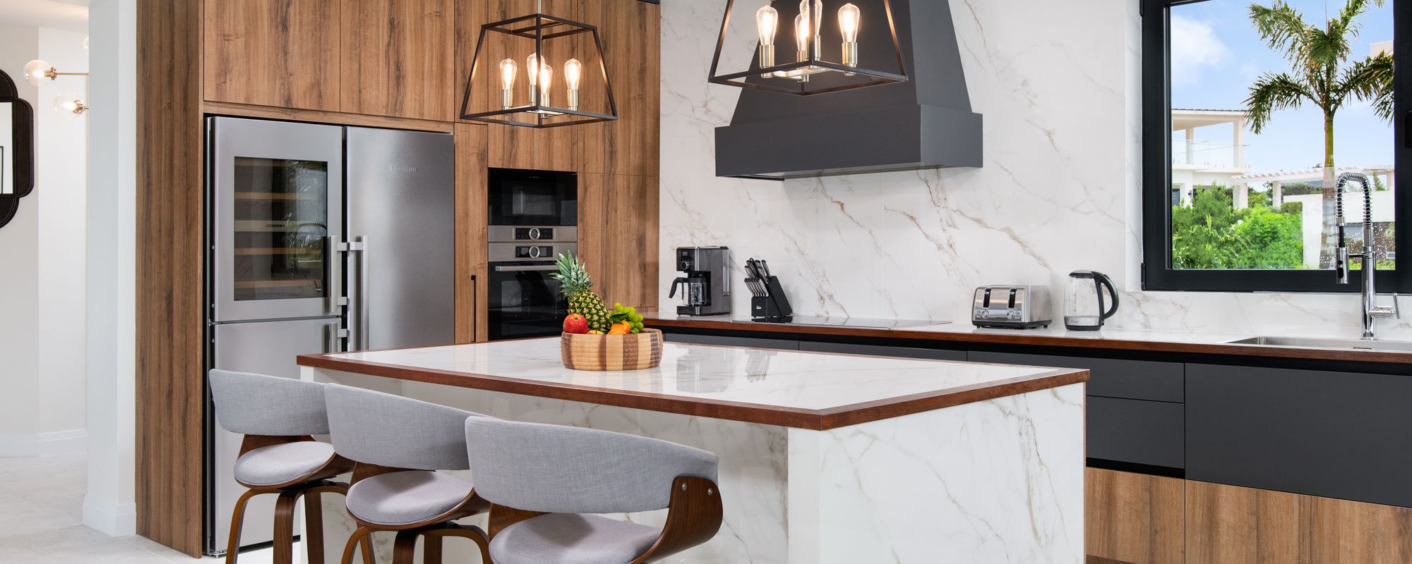 Modern kitchen in a Turks and Caicos vacation rental.