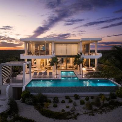 Exterior view of a Turks and Caicos vacation rental.