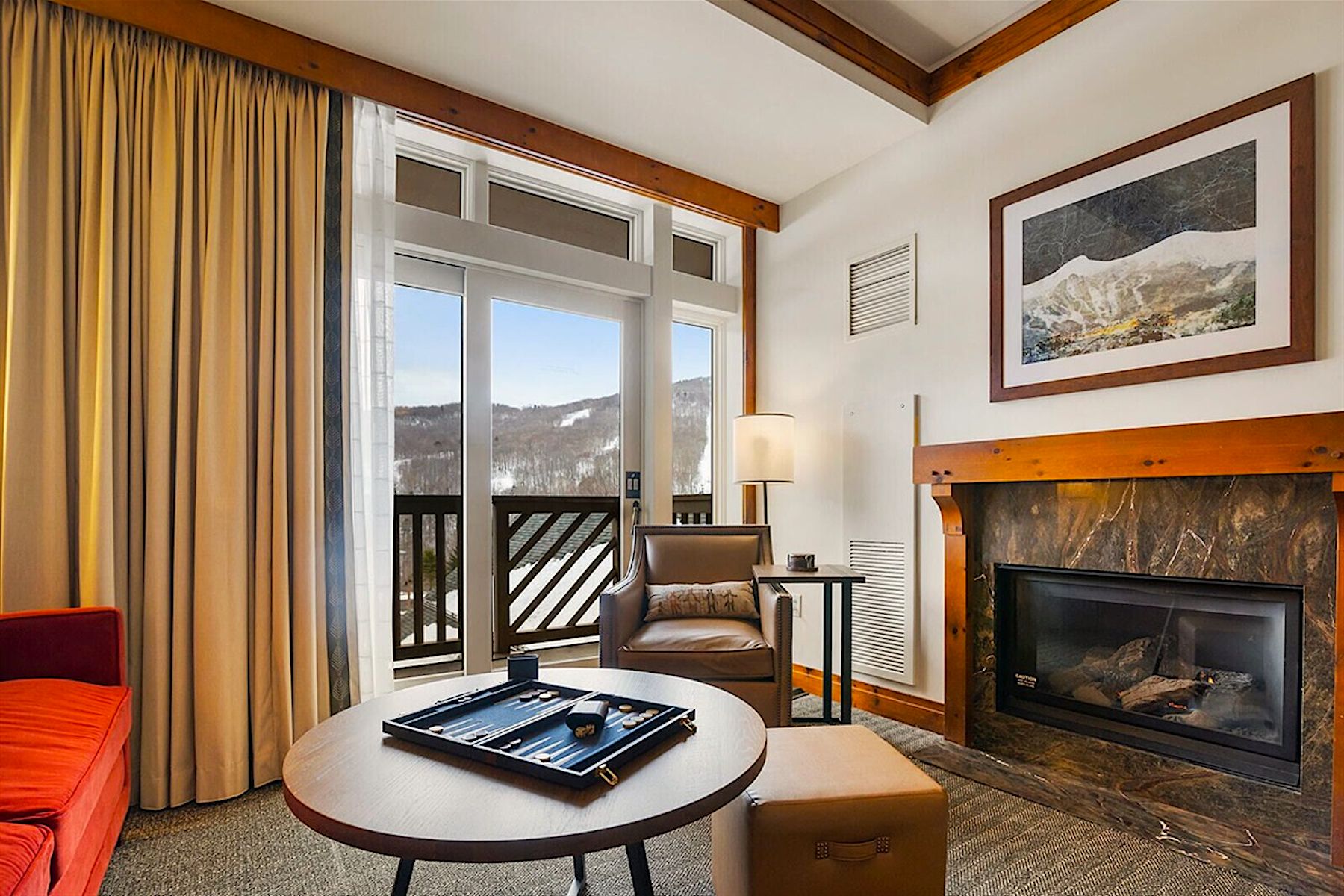Sitting Area in Stowe Vermont Ski-In/SKi-Out Vacation Rental with View of Mountain 