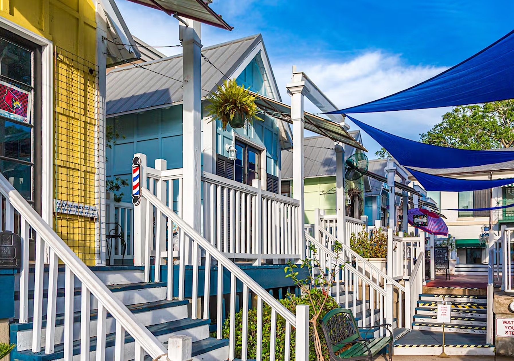 Row of Colorful Shops in St. Simons Island Pier Village