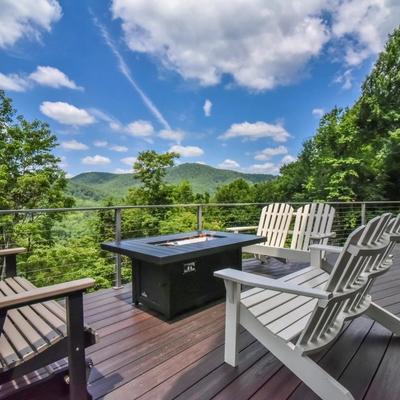 Outdoor living space at an Asheville area vacation rental.