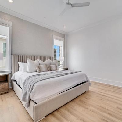Primary bedroom in Upper Class by Beachball Properties.