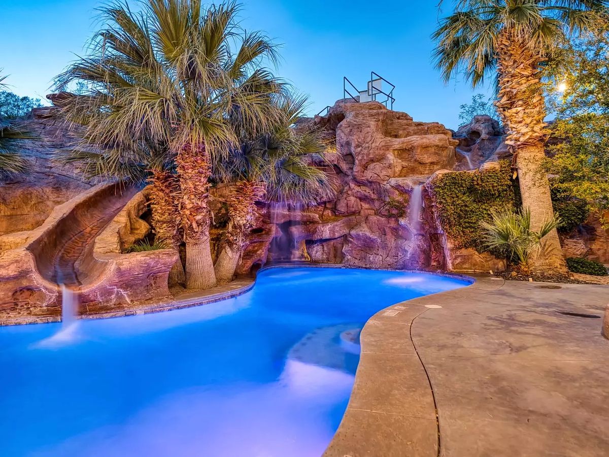 View of Lagoon Pool and Slide at Luxury St. George, UT Vacation Rental