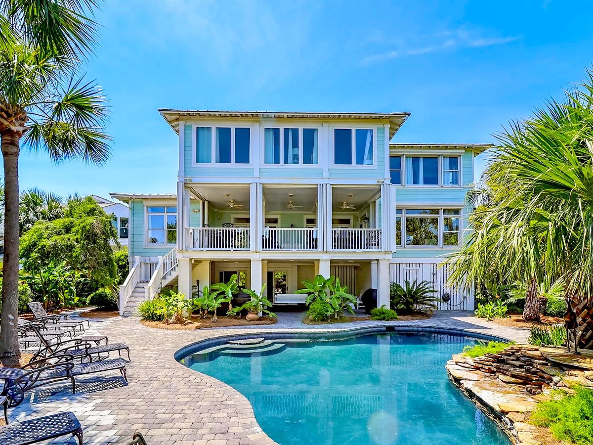 Backyard View of Luxury Tybee Island Vacation Rental Pool