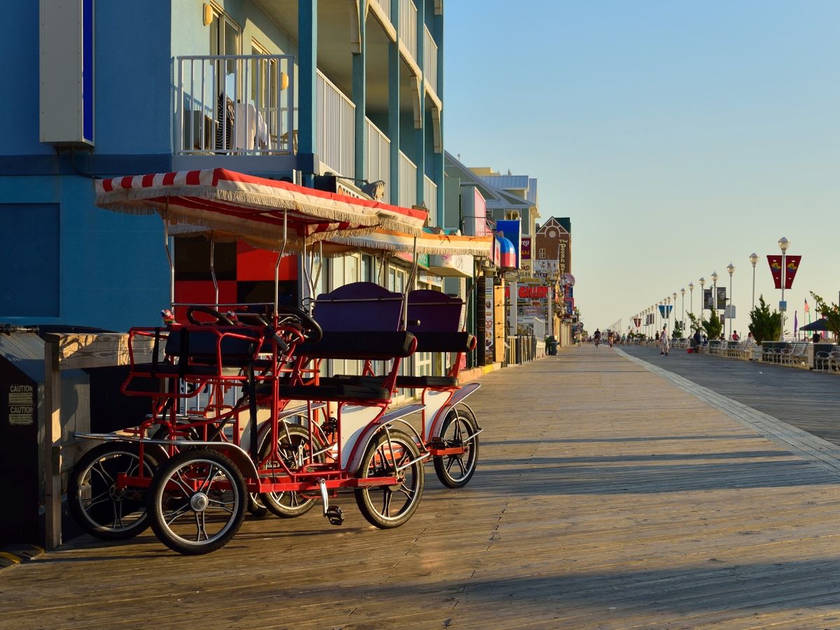 View of Ocean City Boardwalk at Sunrise