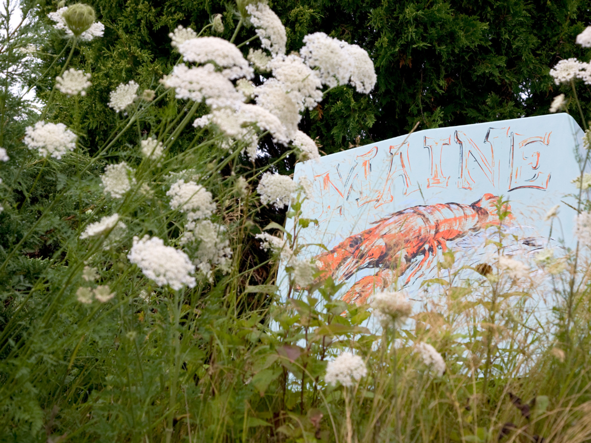 Maine Lobster Sign with Flowers