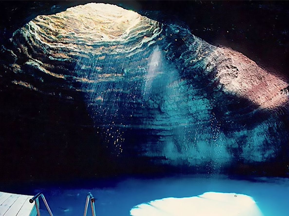 Inside View of Homestead Crater Hot Spring in Park City Utah