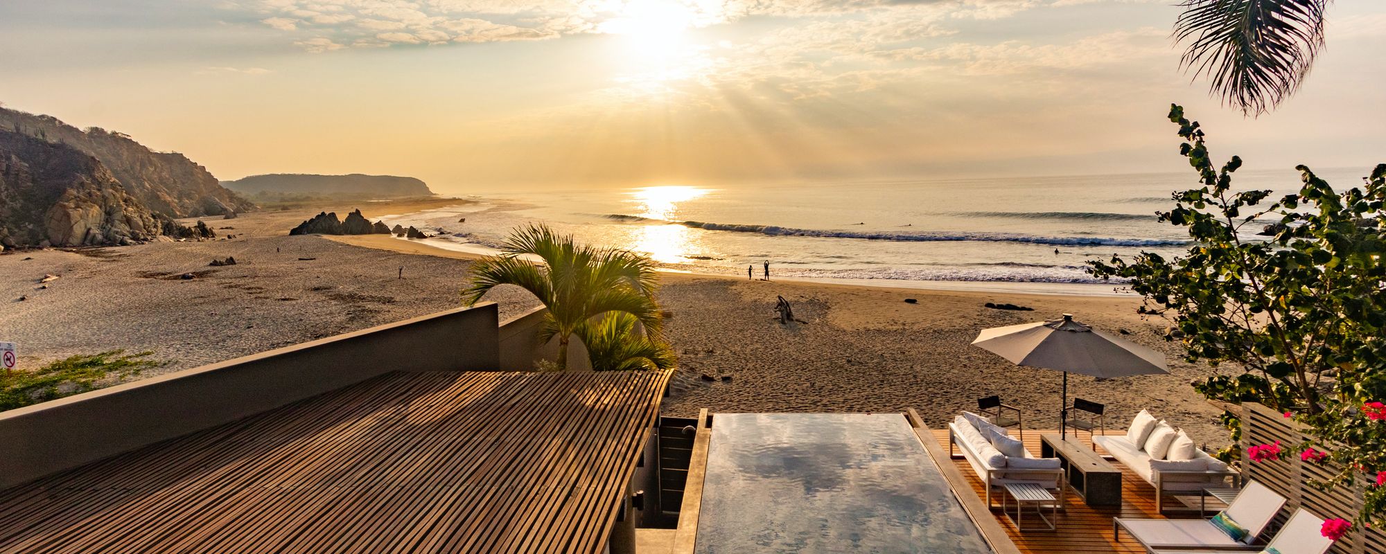 Oceanfront pool views from a Huatulco vacation rental