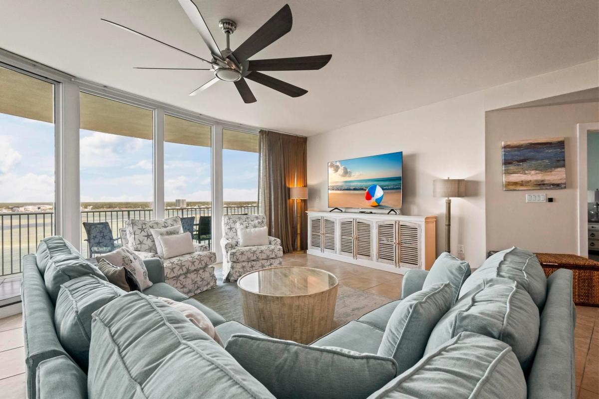 Living room in an Orange Beach vacation rental.