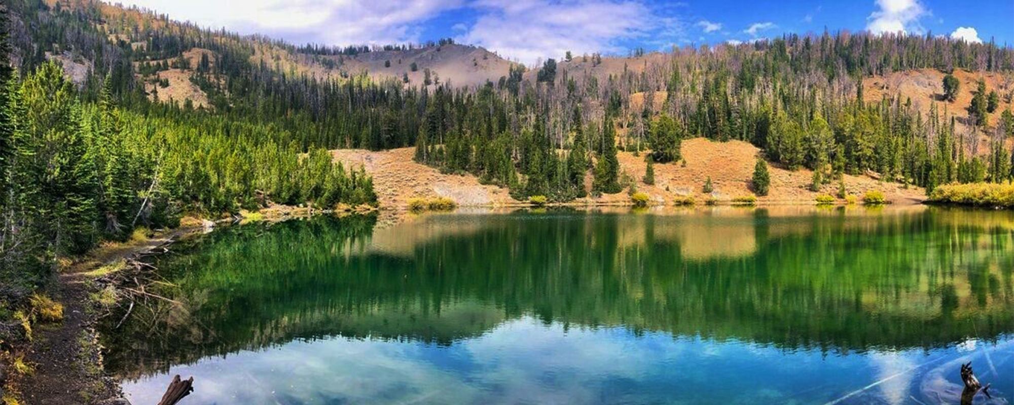 View of lake and Mountains in Sun Valley Idaho