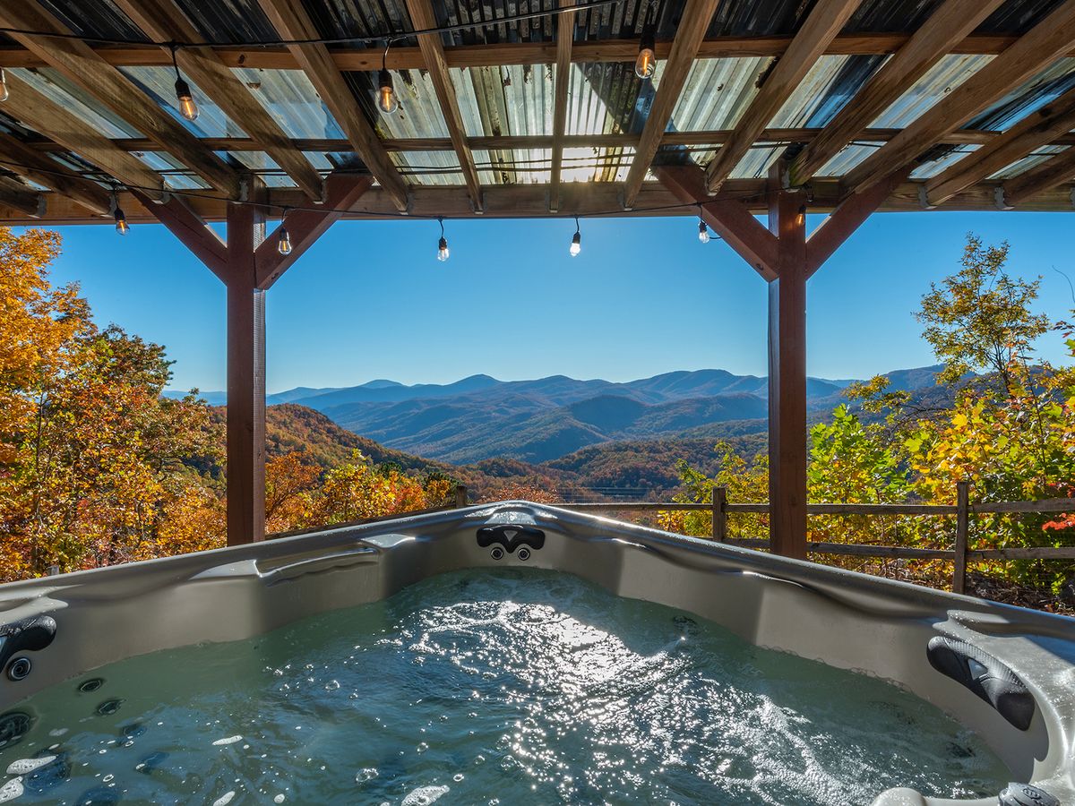 Aerial Mountain Views From Luxury Asheville Vacation Rental Hot Tub