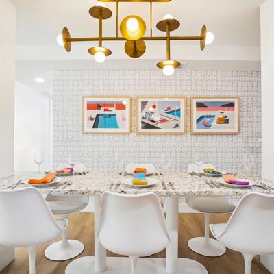 Bright kitchen and dining room in an Anna Maria Island vacation rental.