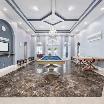 Expansive game room in Blue Paradise.