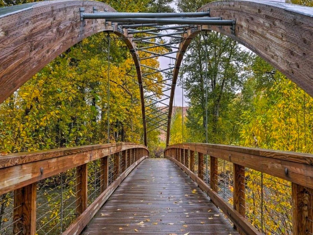 Wooden Bridge on Wood River Bke Path in Sun Valley Idaho