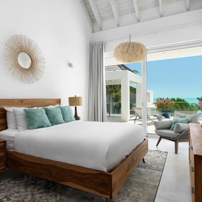 Primary bedroom in a Turks and Caicos vacation rental.