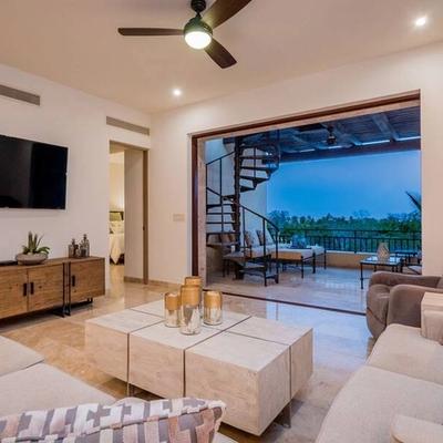Living room with views in a Los Cabos vacation rental.