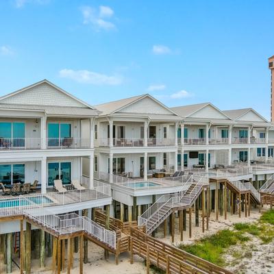 Aerial view of the exterior of The Beach Beckons.