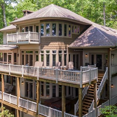 Exterior view of outdoor living space at a NC High Country vacation rental.