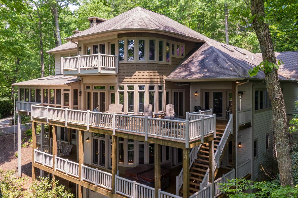 Exterior view of outdoor living space at a NC High Country vacation rental.