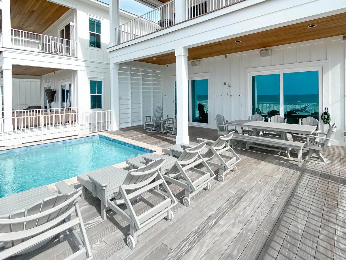 View of Orange Beach Vacation Rental Private Pool and Back Deck