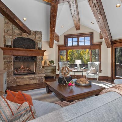 Living room with fireplace.