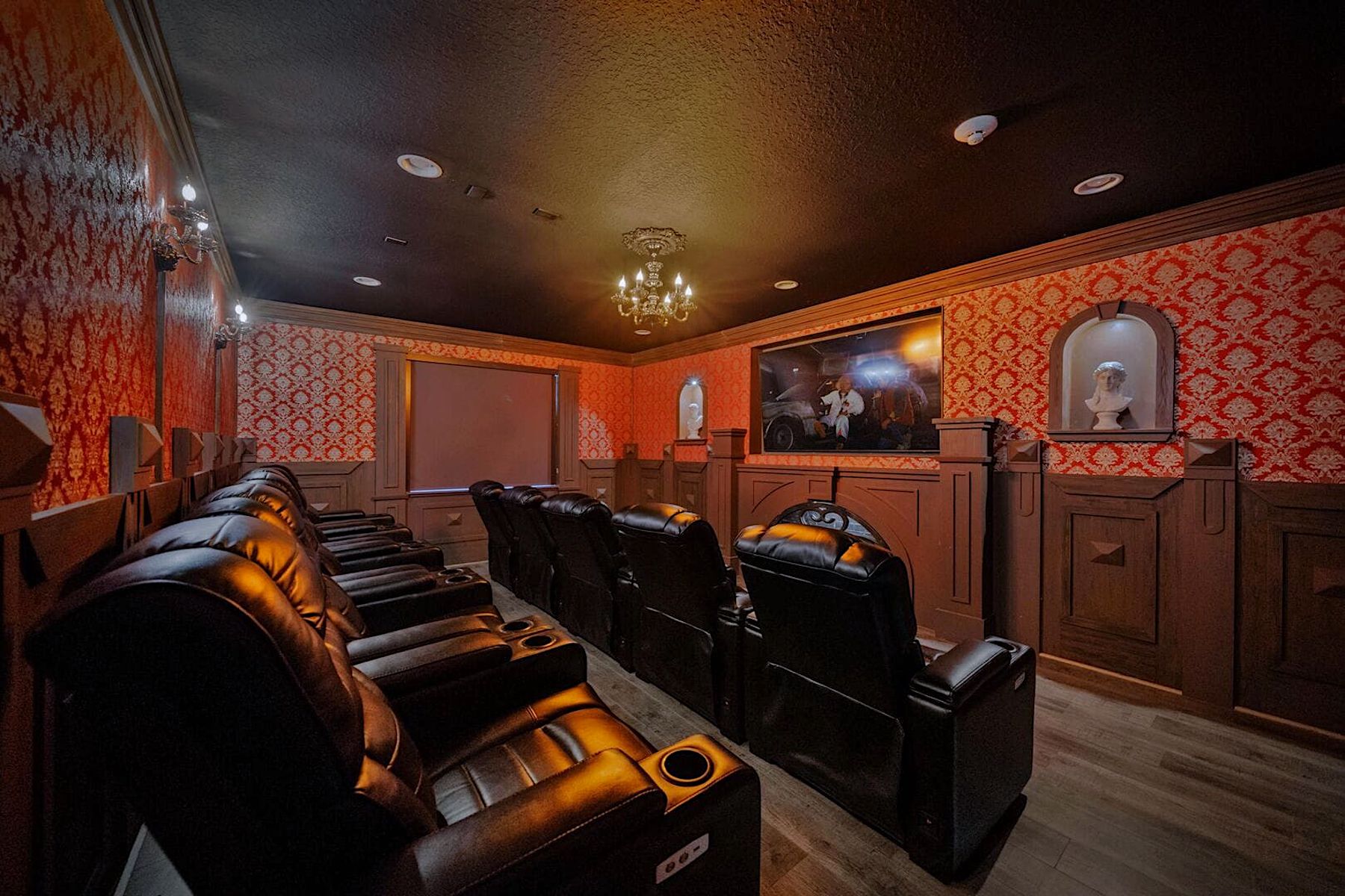 Haunted Mansion Themed Theater with Tiered Seating In Luxury Orlando Vacation Rental