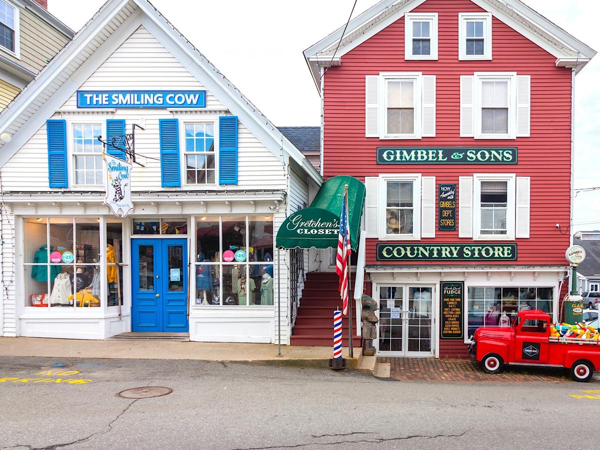 Quaint Shops in Historic Buildings In Downtown Boothbay Maine