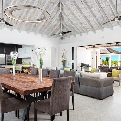 Indoor living space in a Turks and Caicos vacation rental.