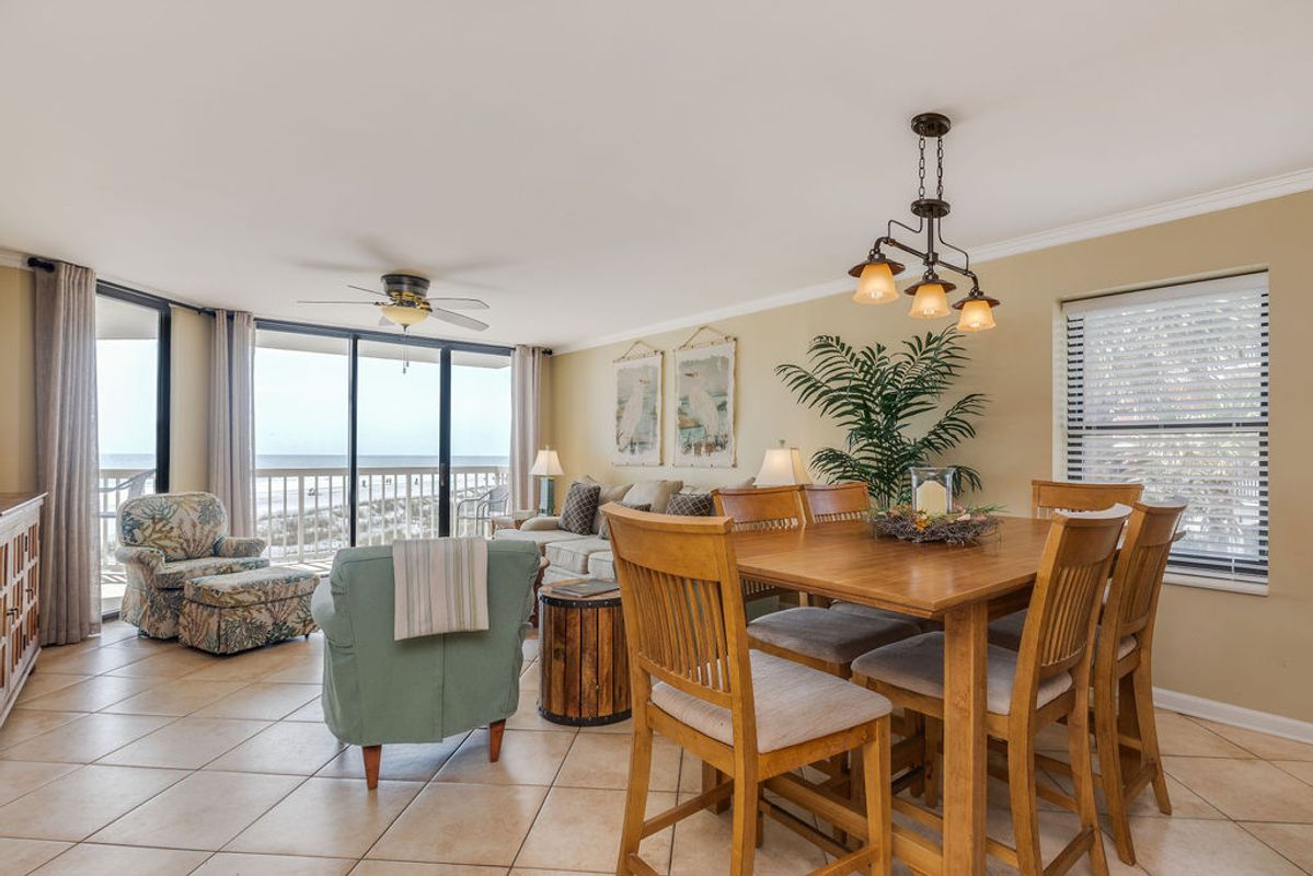 Open floor plan in a Folly Beach vacation rental.